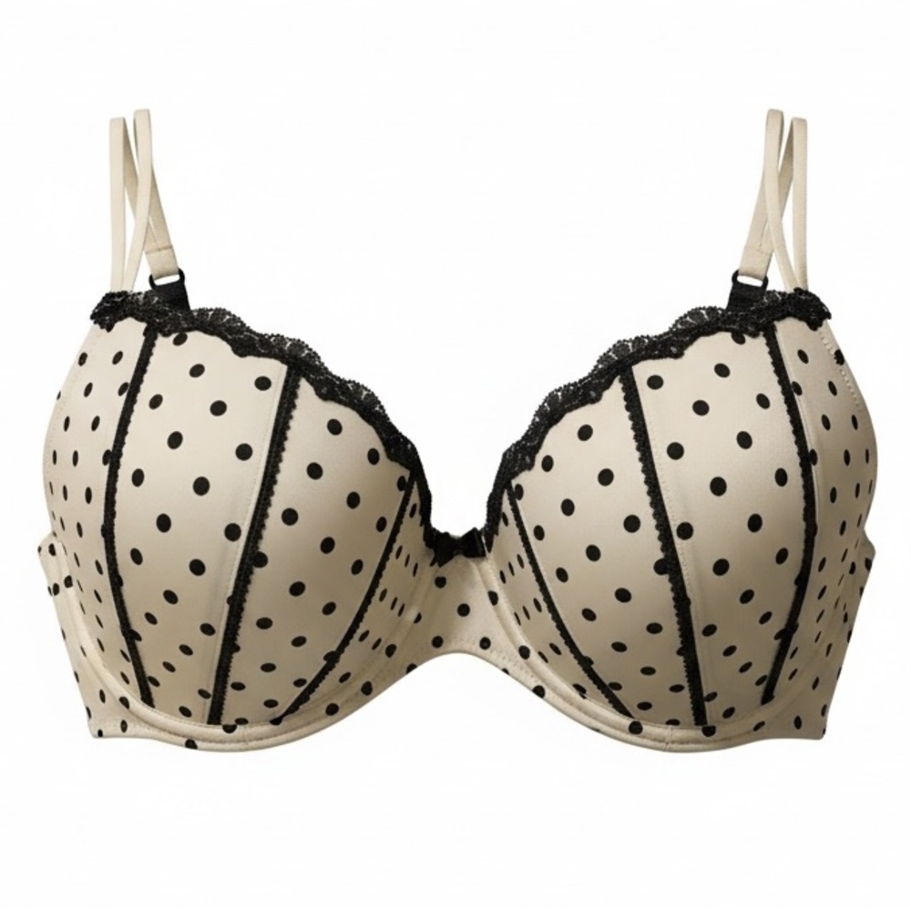 Apt. 9 Cream and Black Polka Dot Push-up Bra